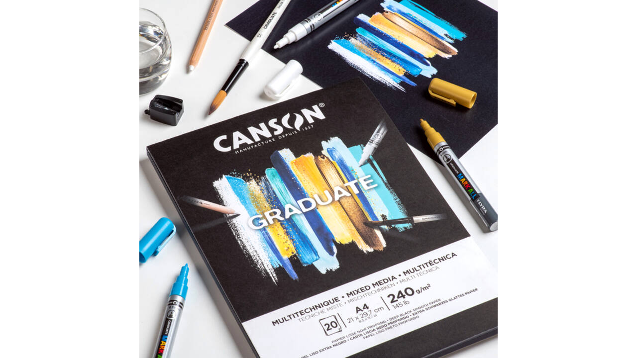 Mixed mediapapier Canson Graduate Mixed Media 20vel 240gr A3 zwart