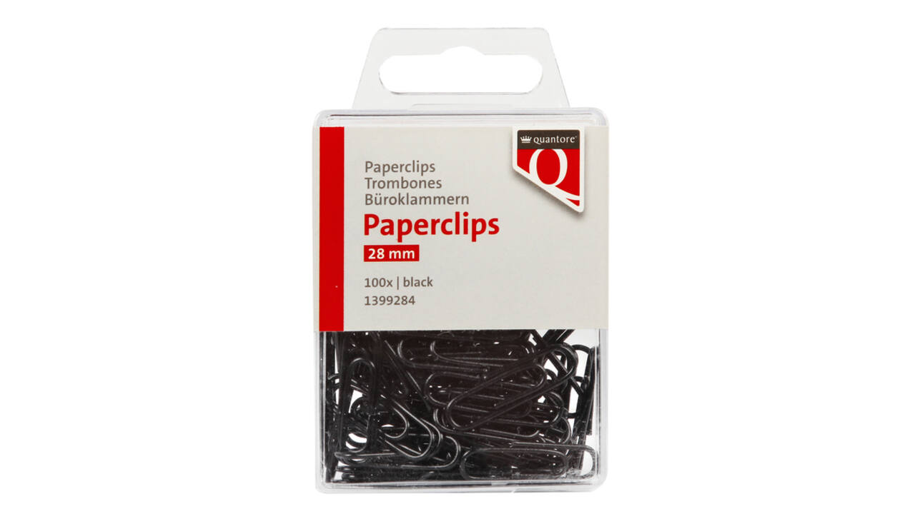 Paperclip Quantore 28mm 100 stuks zwart