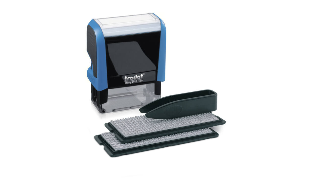 Tekststempel Trodat Printy 4912 Typomatic letterset en pincet