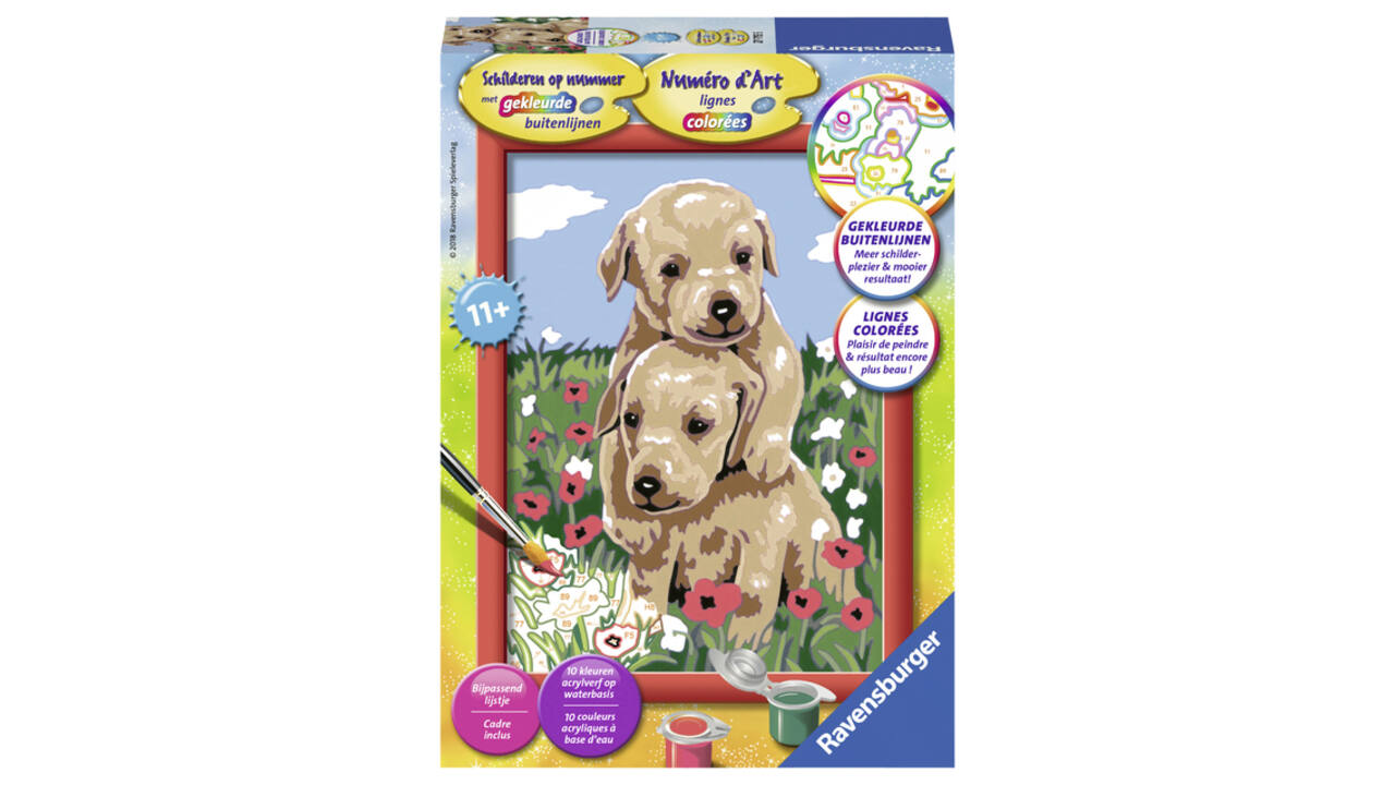 Schilderen op nummer Ravensburger Knuffelende puppies
