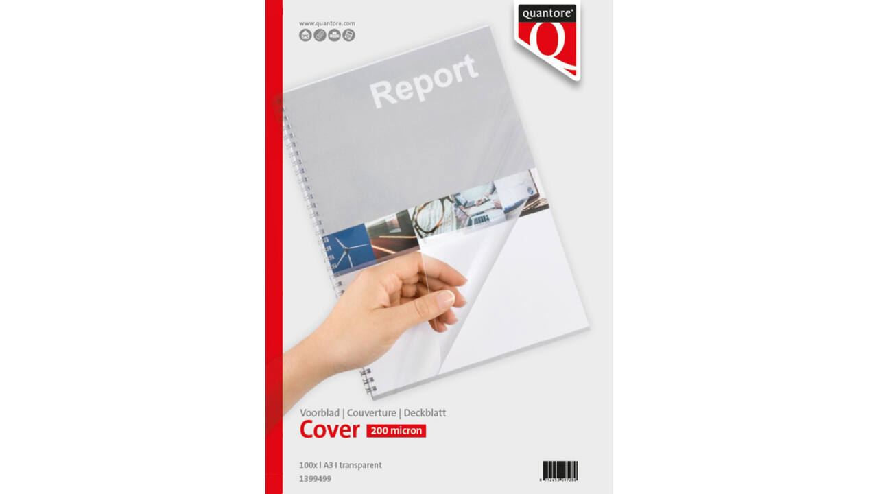 Voorblad Quantore A3 PVC 200 micron transparant 100 stuks