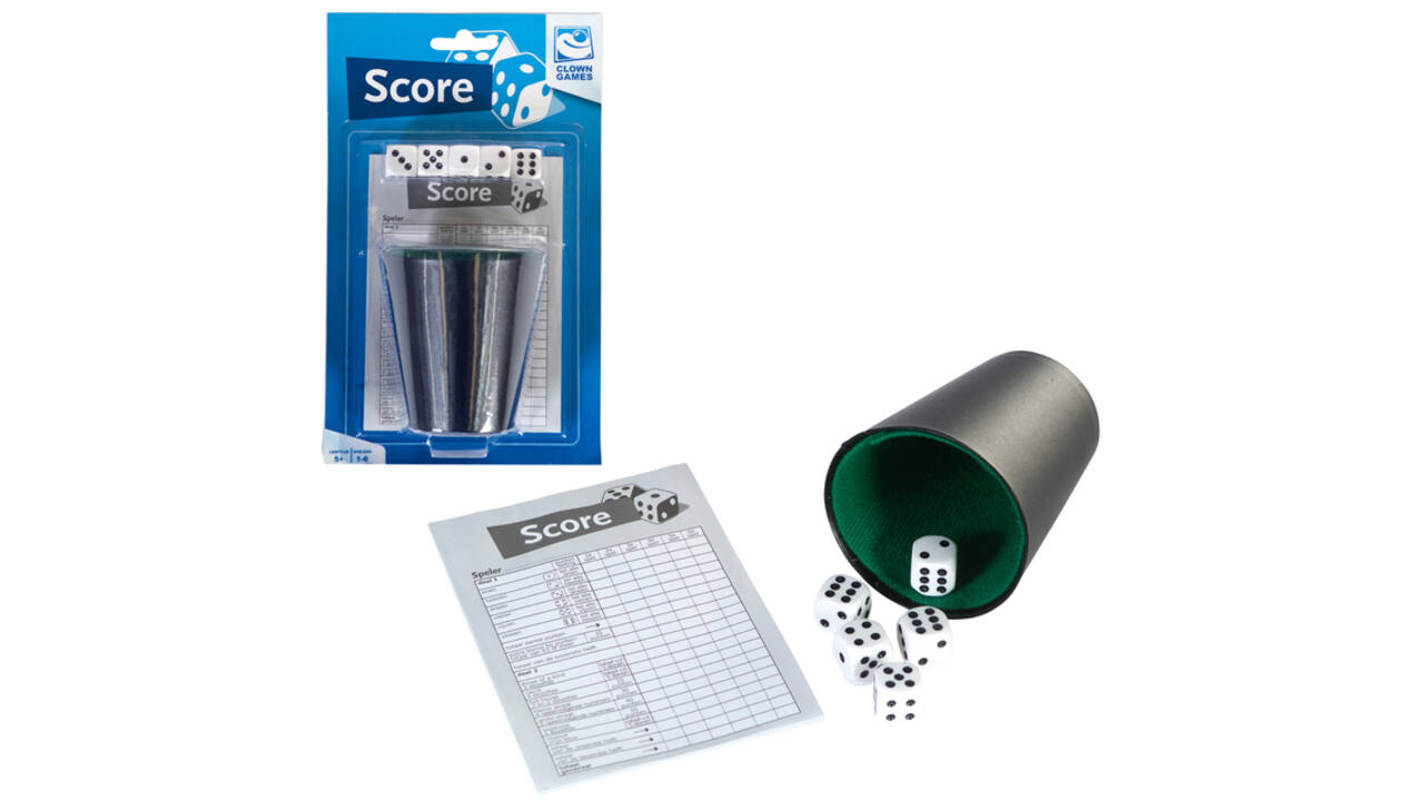 Spel dobbelset en scoreblok Clown