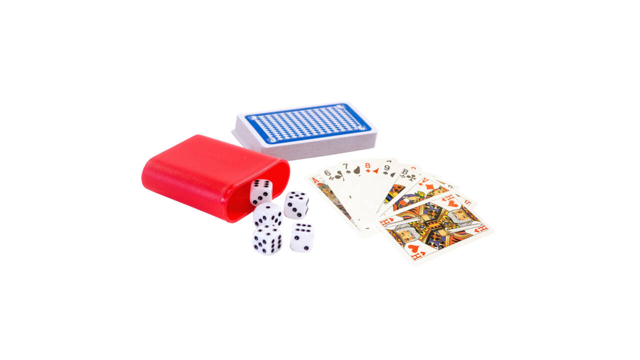 Spel speelkaarten en dobbelen Clown
