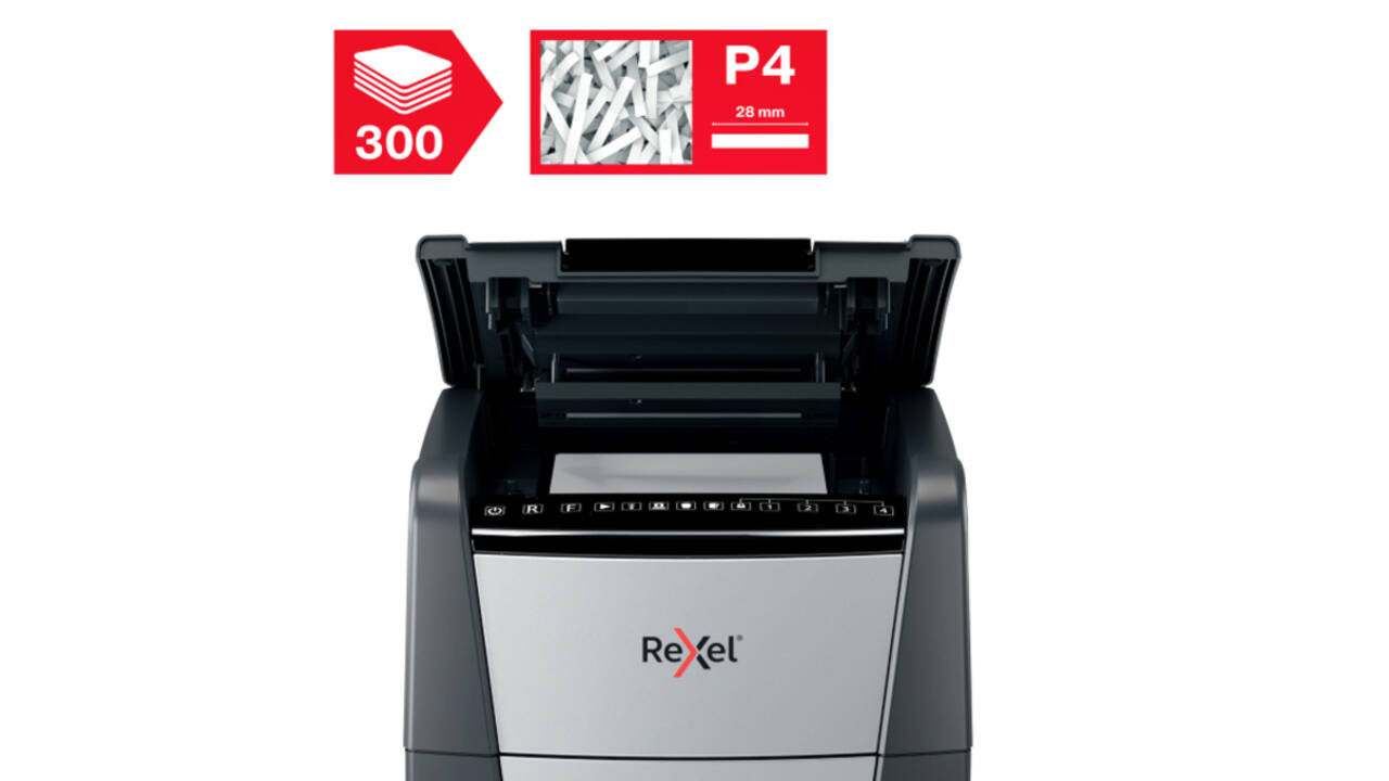 Papiervernietiger Rexel Optimum Auto+ 300X P4 snippers 4x26mm