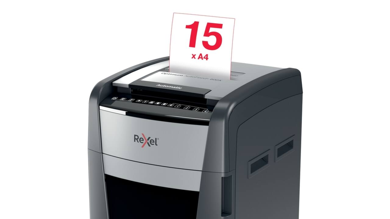 Papiervernietiger Rexel Optimum Auto+ 600X P4 snippers 4x30mm