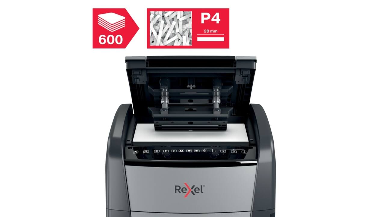 Papiervernietiger Rexel Optimum Auto+ 600X P4 snippers 4x30mm