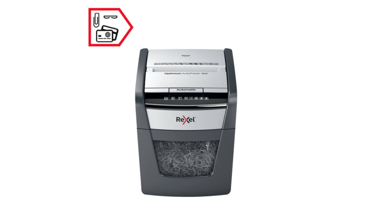 Papiervernietiger Rexel Optimum Auto+ 50X P4 snippers 4x28mm
