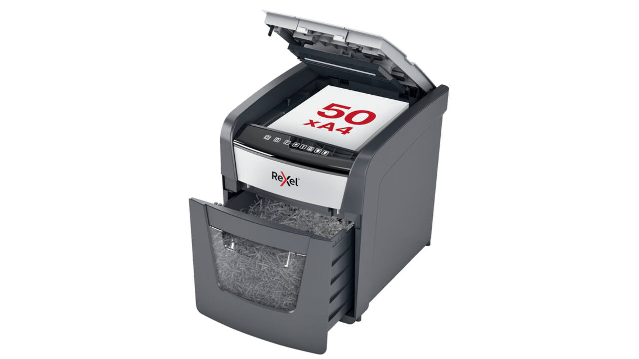 Papiervernietiger Rexel Optimum Auto+ 50X P4 snippers 4x28mm