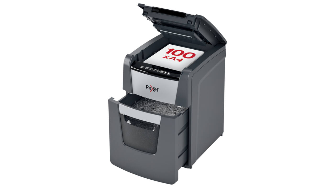 Papiervernietiger Rexel Optimum Auto+ 100X P4 snippers 4x28mm