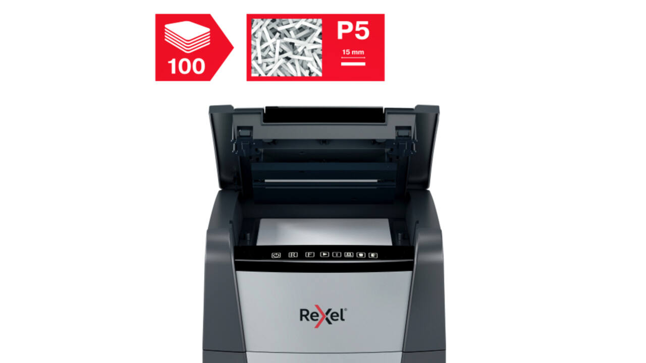 Papiervernietiger Rexel Optimum Auto+ 100M P5 snippers 2x15mm