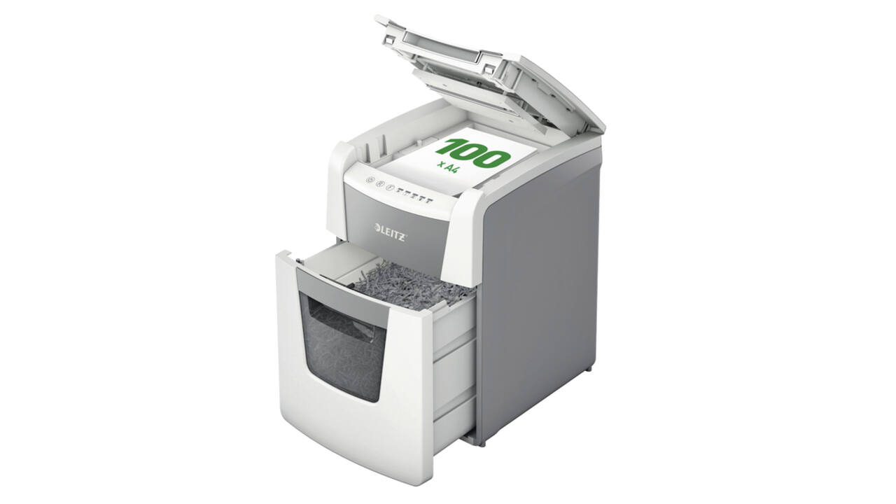 Papiervernietiger Leitz IQ Auto+ Small Office 100 P5 snippers 2x15mm