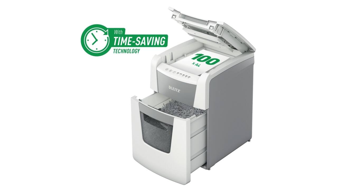 Papiervernietiger Leitz IQ Auto+ Small Office 100 P5 snippers 2x15mm