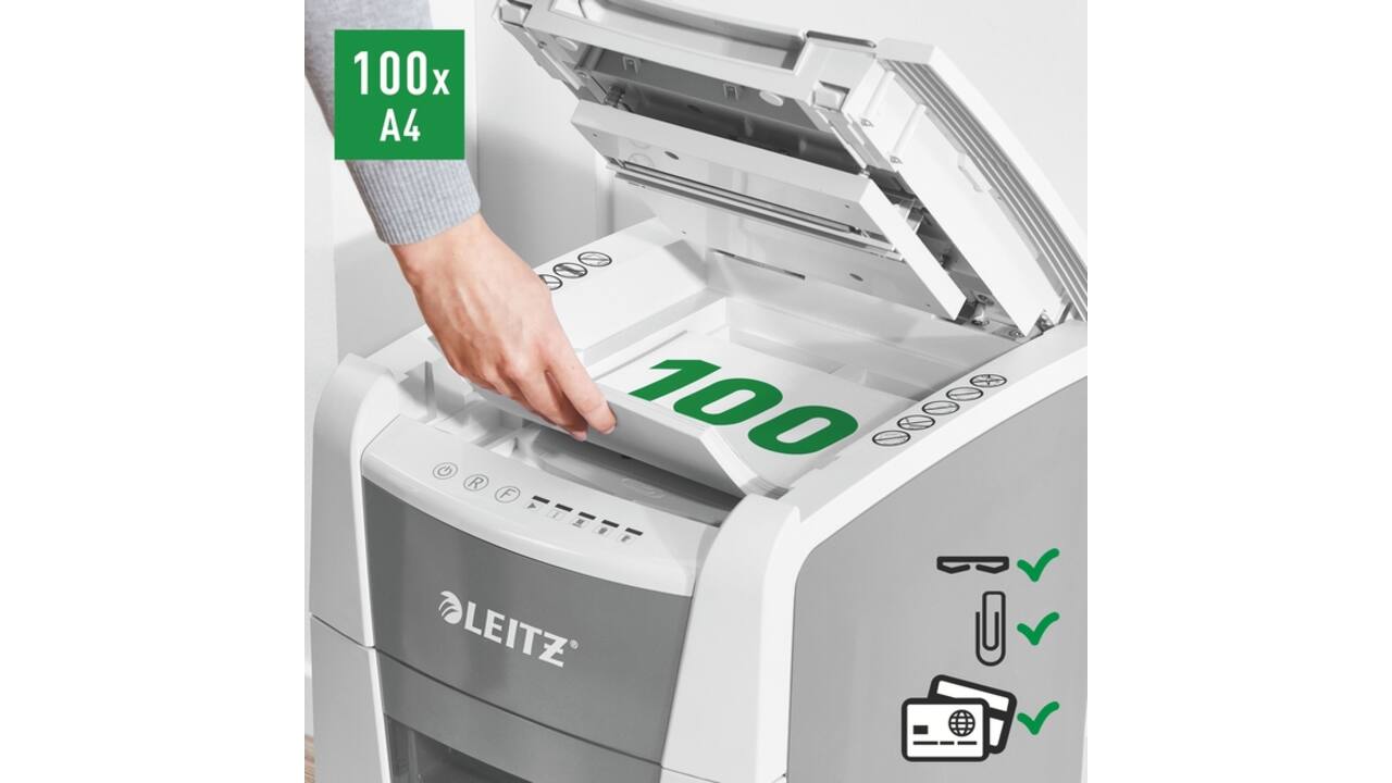 Papiervernietiger Leitz IQ Auto+ Small Office 100 P4 snippers 4x28mm