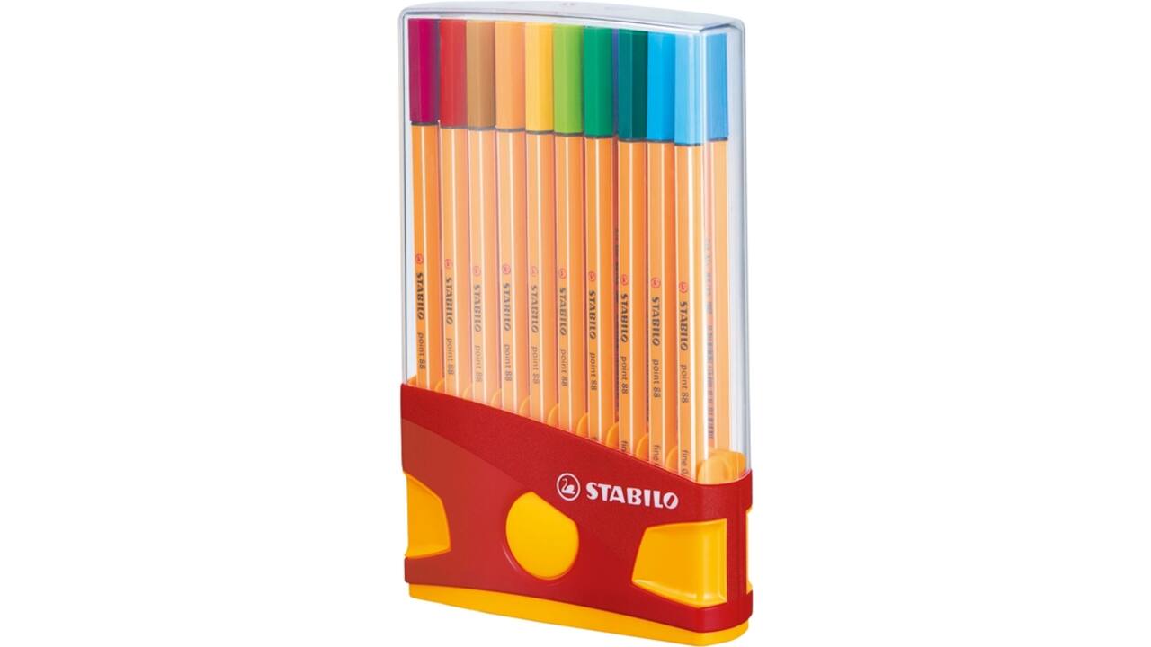 Fineliner STABILO point 88 ColorParade rollerset geel/rood F ass 20st