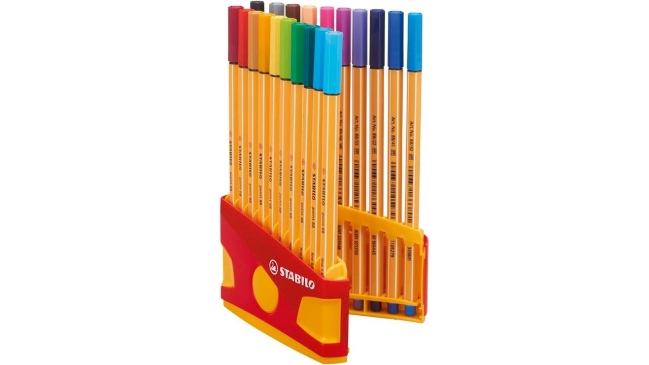 Fineliner STABILO point 88 ColorParade rollerset geel/rood F ass 20st