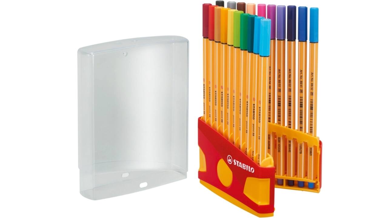 Fineliner STABILO point 88 ColorParade rollerset geel/rood F ass 20st