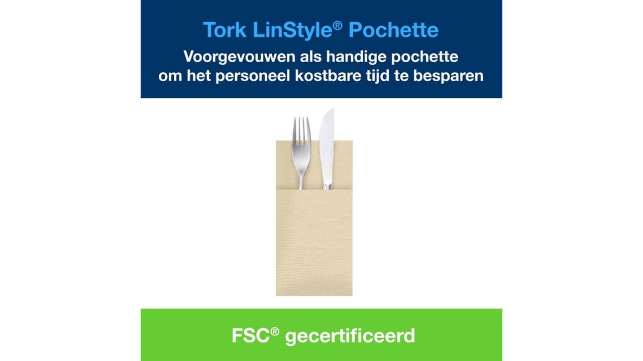 Pochette Tork Linstyle Premium 1-laags 390x390mm crème 509609
