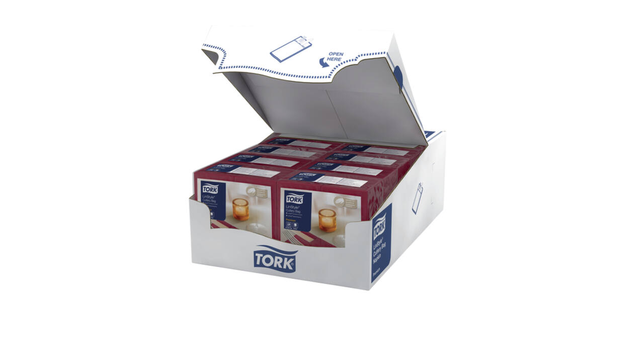 Pochette Tork Linstyle Premium 1-laags 390x390mm bordeauxrood 509603