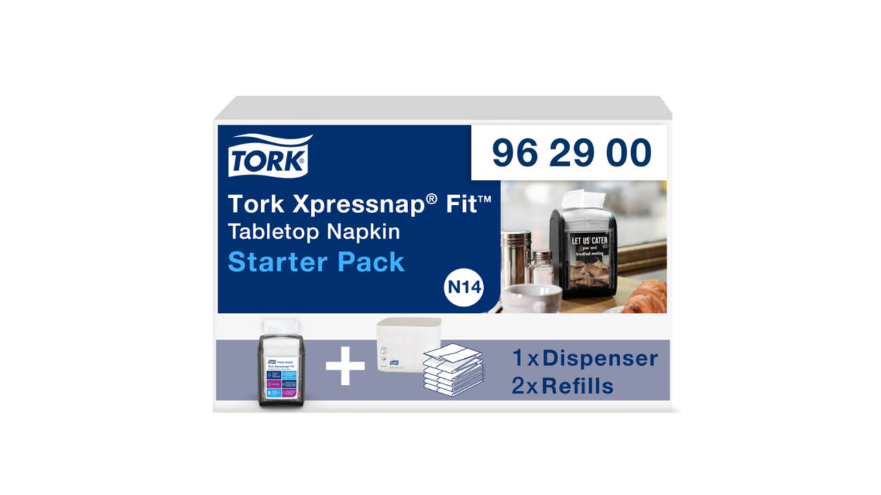 Servetdispenser Tork N14 Xpressnap Fit Signature line startpakket zwart 962900