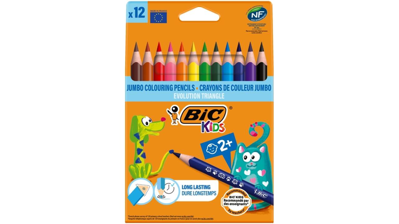 Kleurpotloden BicKids Evolution ecolutions triangle assorti 12 stuks