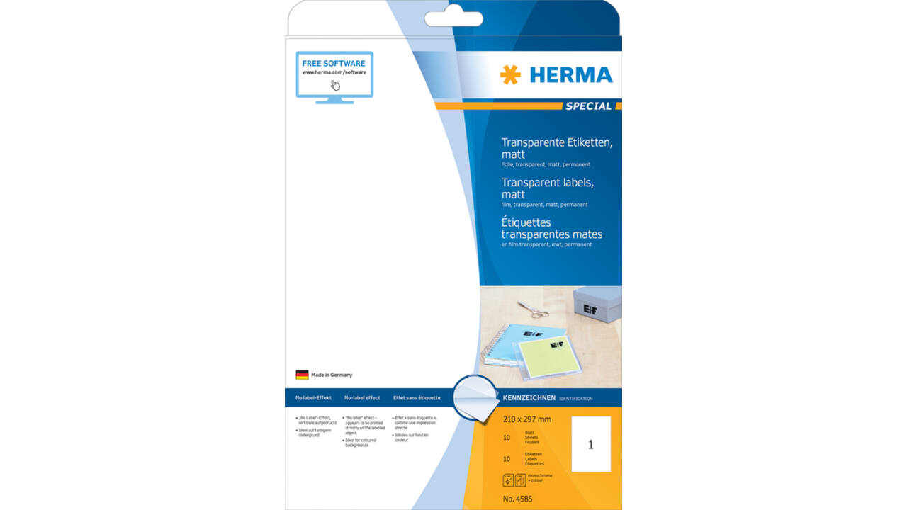 Etiket HERMA 4585 210x297mm weerbestendig transparant mat 10 stuks