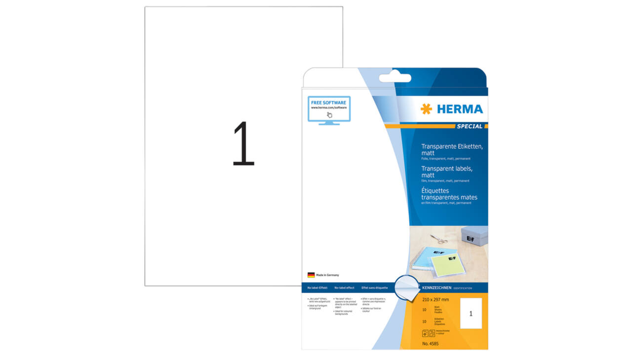 Etiket HERMA 4585 210x297mm weerbestendig transparant mat 10 stuks