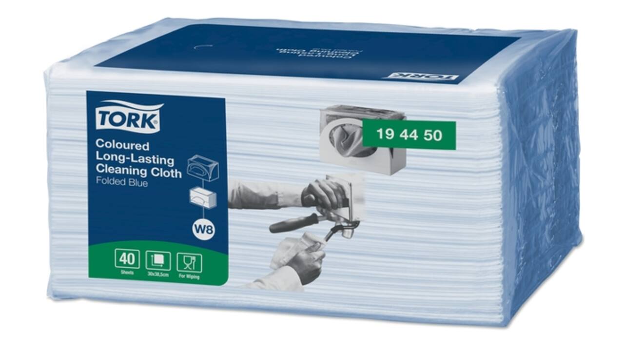 Reinigingsdoek Tork W8 Premium 1-laags 40 vel blauw 194450
