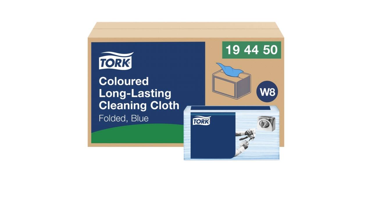 Reinigingsdoek Tork W8 Premium 1-laags 40 vel blauw 194450