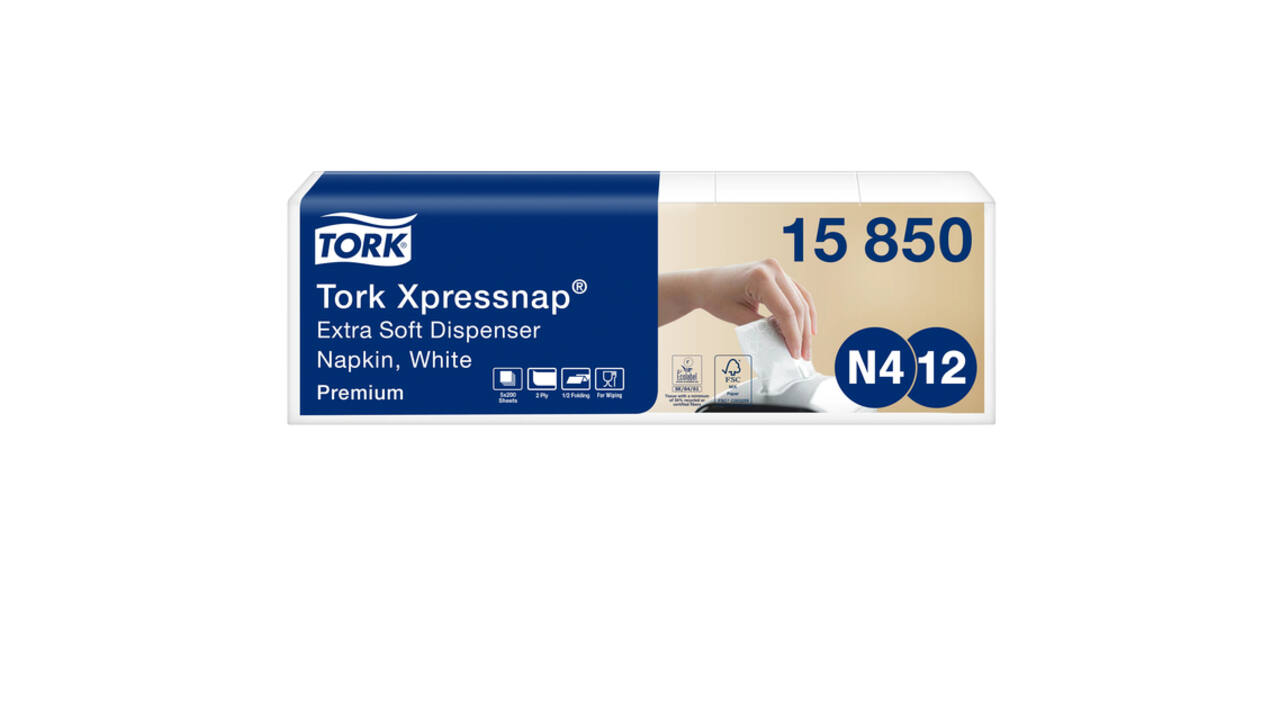 Servet Tork N4 Xpressnap Premium 1/2 vouw 2-laags 213x165mm 1000 vel wit 15850