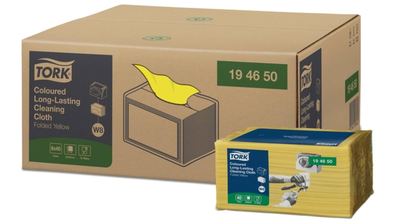Reinigingsdoek Tork W8 Premium 1-laags 40 vel geel 194650