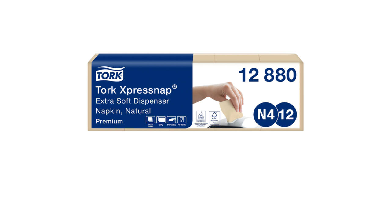 Servet Tork N4 Xpressnap Premium 1/2 vouw 2-laags 213x165mm 1000 vel naturel 12880