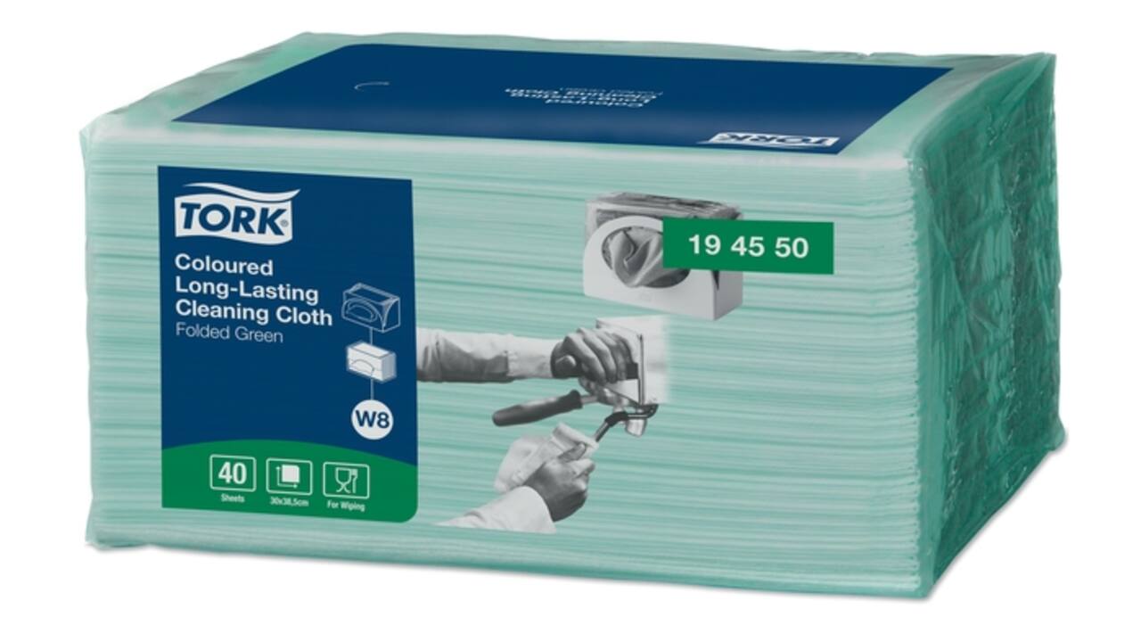 Reinigingsdoek Tork W8 Premium 1-laags 40 vel groen 194550