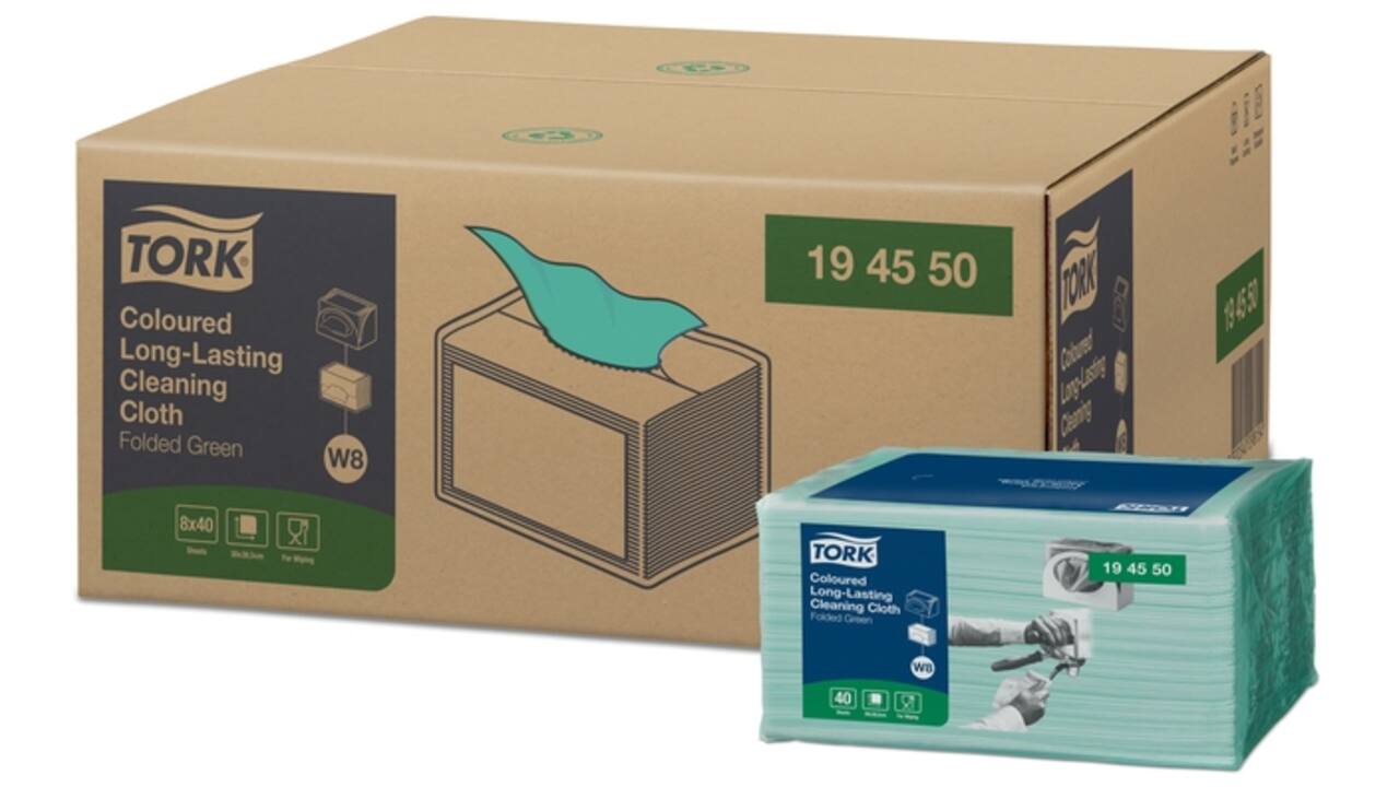 Reinigingsdoek Tork W8 Premium 1-laags 40 vel groen 194550