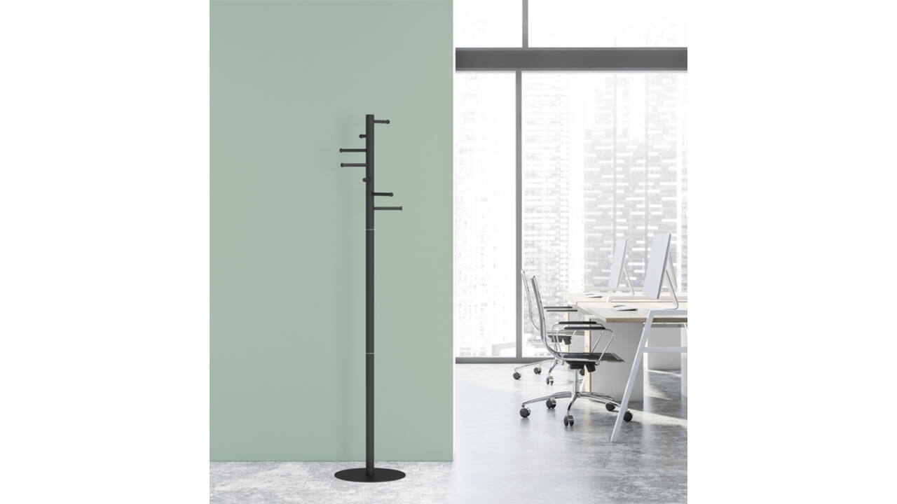 Kapstok MAUL Caurus staand 177cm 7 haken zwart RAL9004