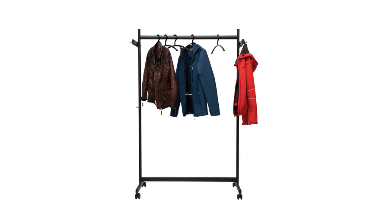 Garderoberek MAUL Samba mobiel 115X172X51cm 40kg, 10 haken zwart RAL9004