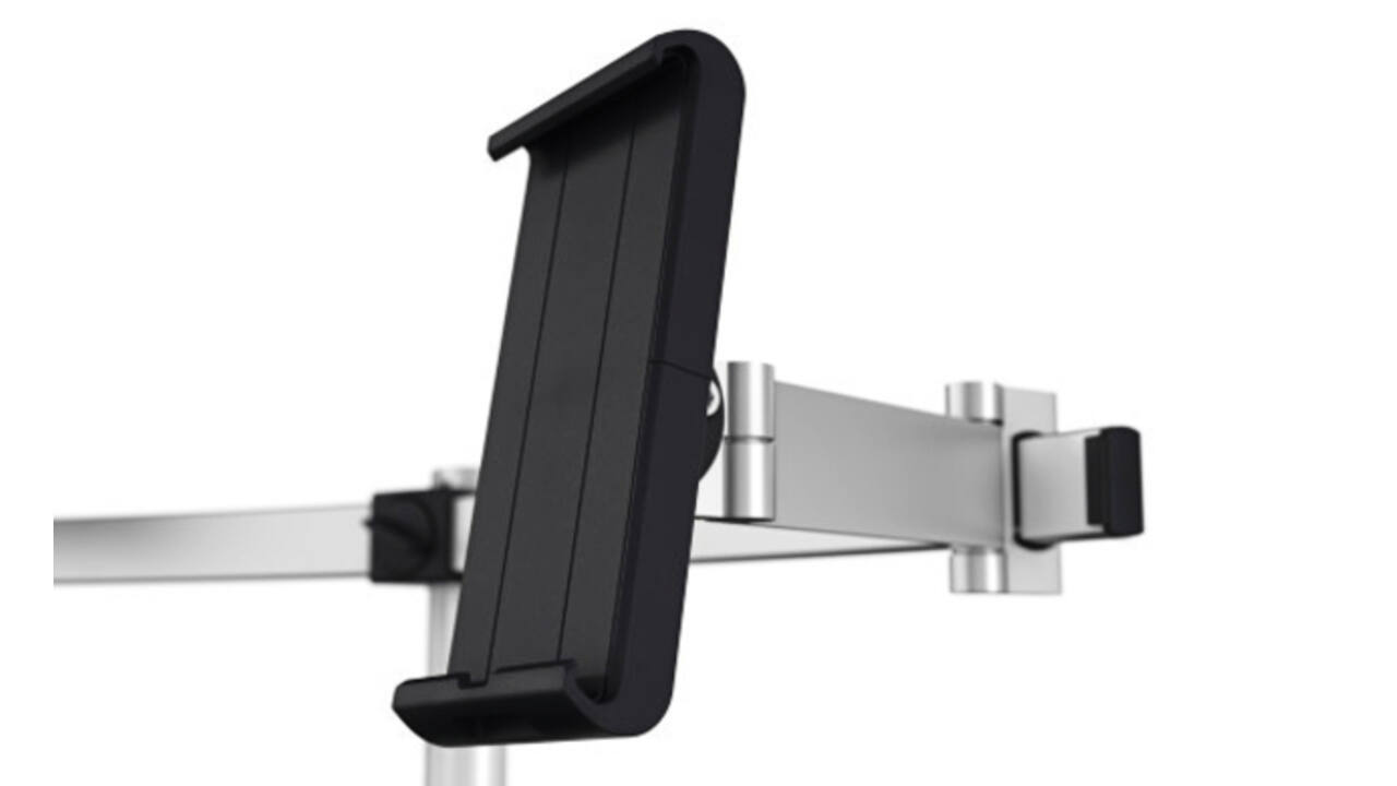 Monitorarm Durable met bladdoorvoer voor 1 scherm en 1 tablet
