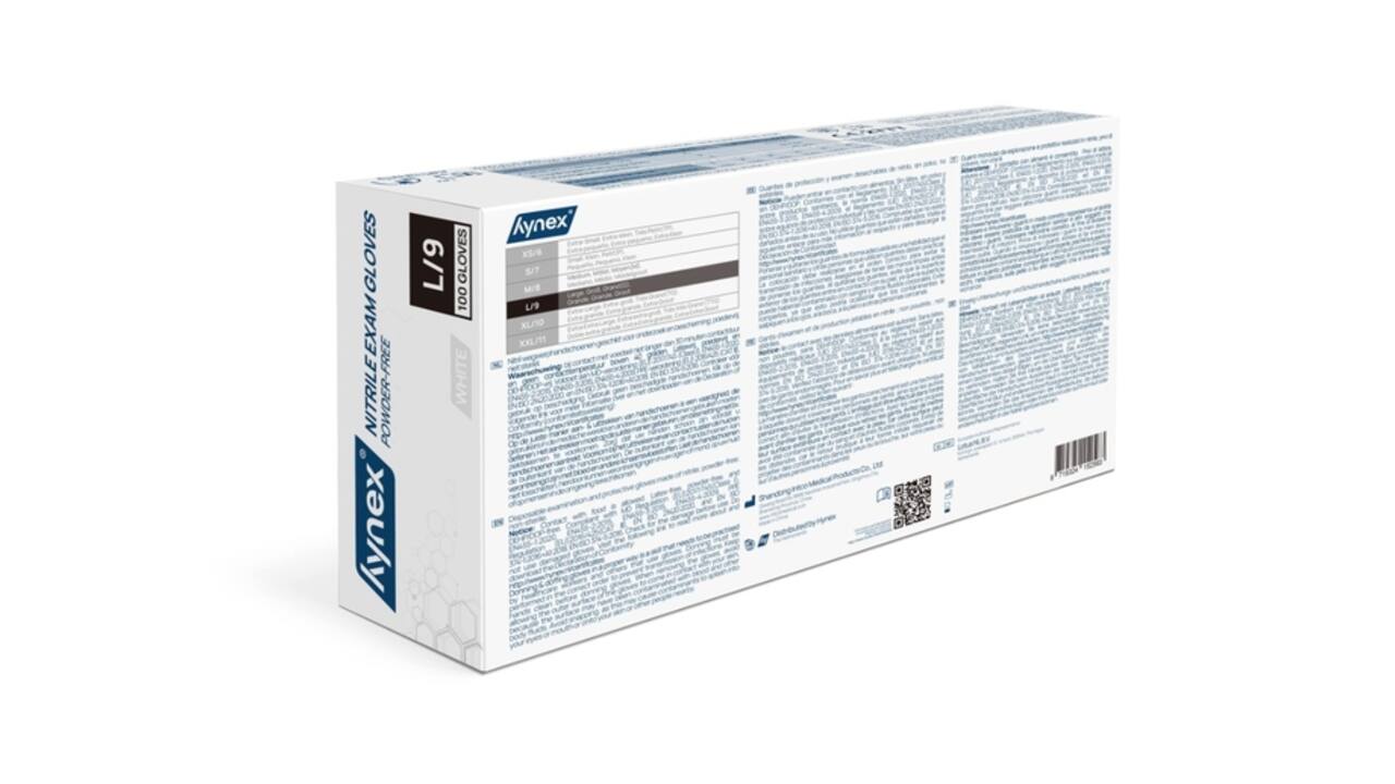Handschoen Hynex nitril L wit 3.5g 100 stuks