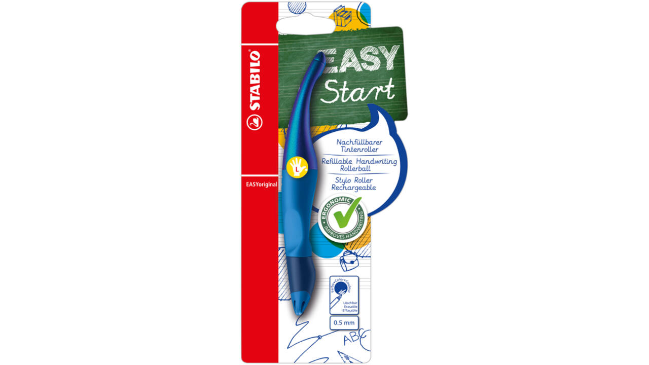 Rollerpen STABILO Easyoriginal linkshandig hologr ed M blauw blister