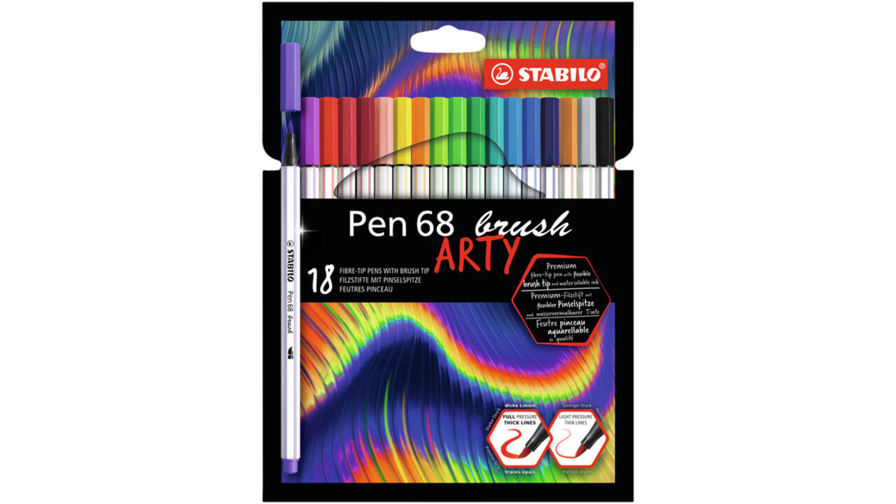 Brushstift STABILO Pen 568/18 Arty assorti etui à 18 stuks