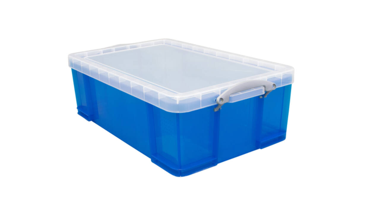 Opbergbox Really Useful 50 liter 710x440x230mm transparant blauw