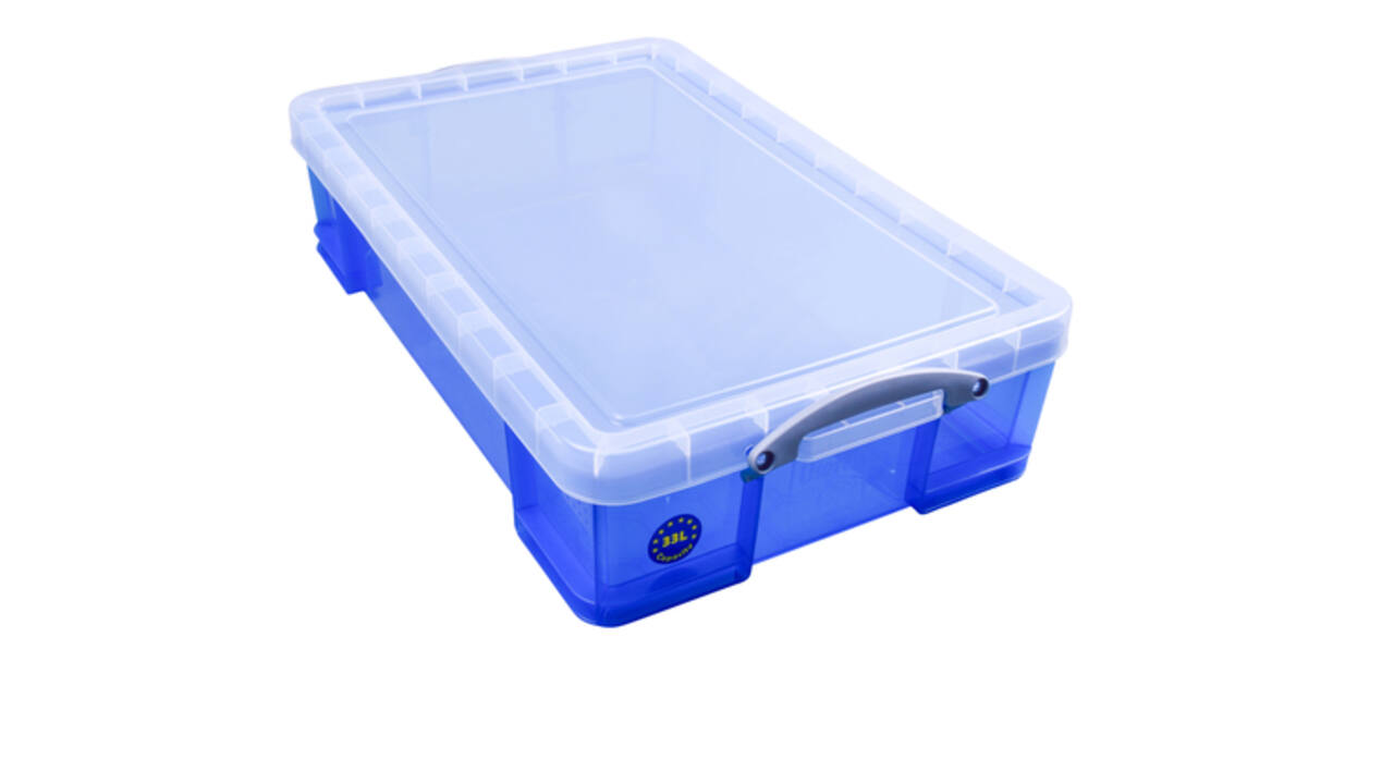 Opbergbox Really Useful 33 liter 710x440x165mm transparant blauw