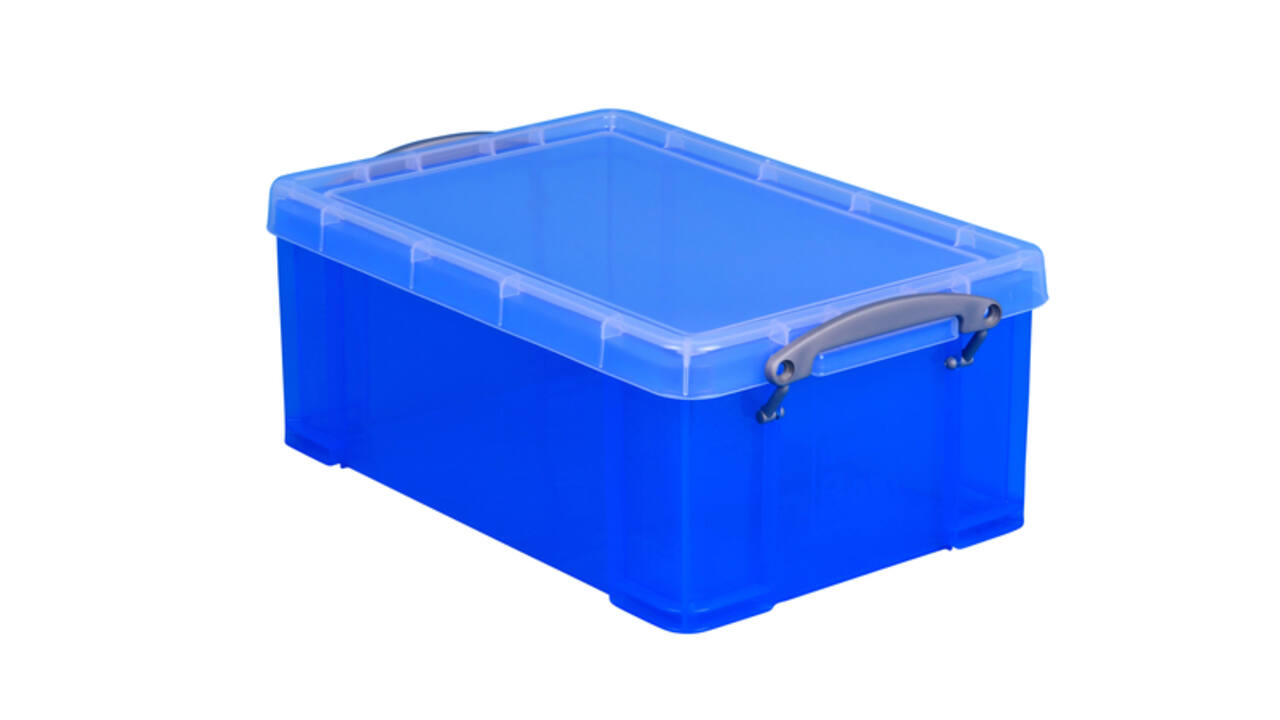 Opbergbox Really Useful 9 liter 395x210x140mm transparant blauw