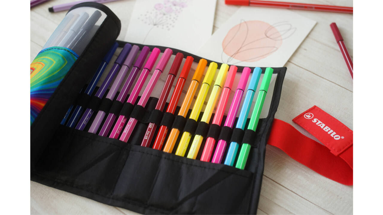 Viltstift STABILO Pen 68/25 Arty roletui medium assorti set à 25 stuks
