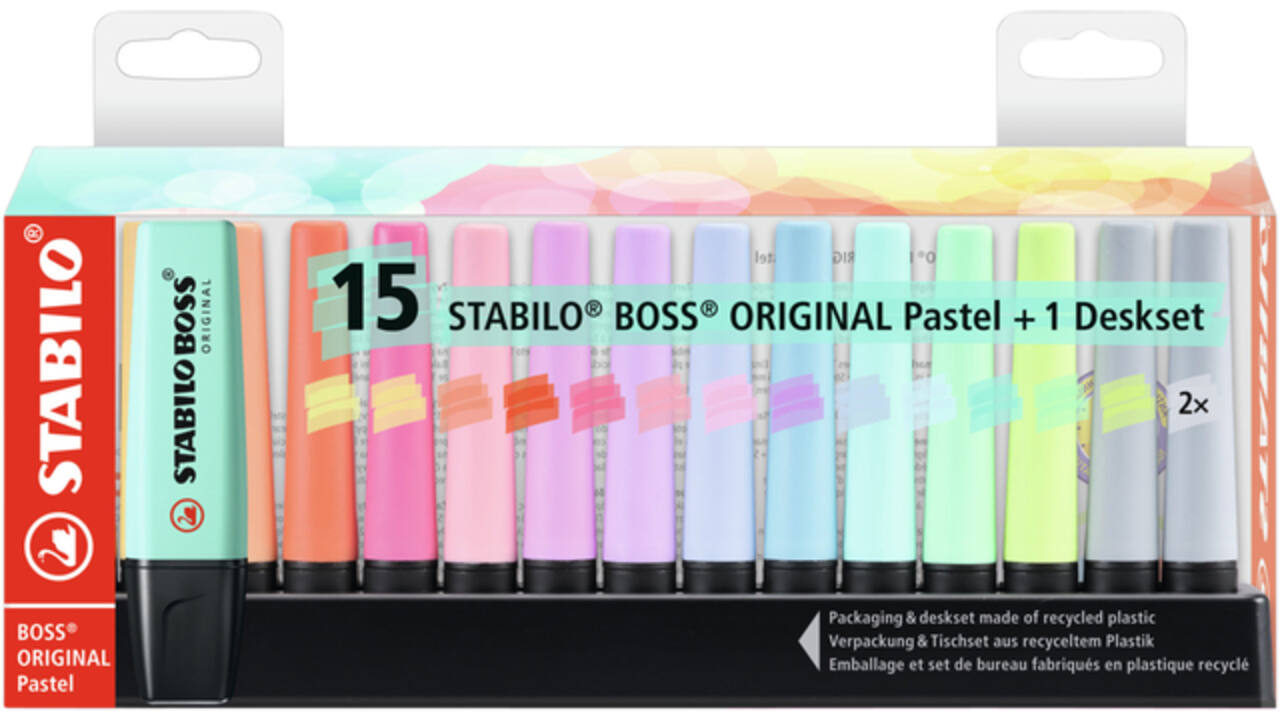 Markeerstift STABILO BOSS Original 70/15 pastel assorti deskset à 15st