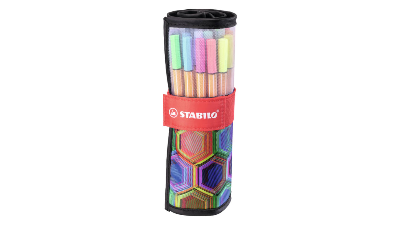 Fineliner STABILO point 88/25 Arty rollerset zwart fijn ass 25st