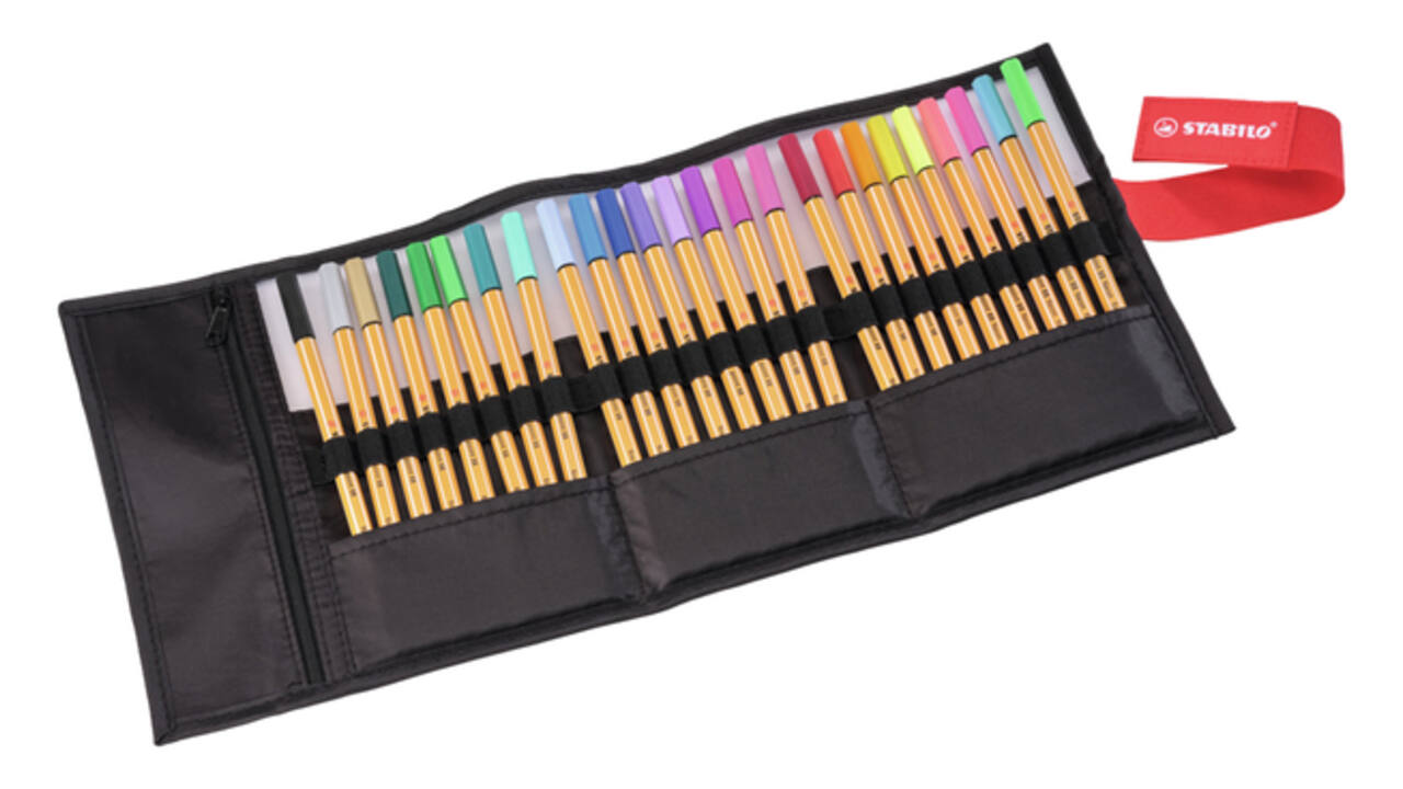 Fineliner STABILO point 88/25 Arty rollerset zwart fijn ass 25st