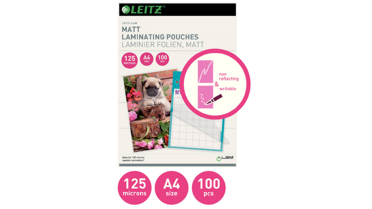 Lamineerhoes Leitz iLAM A4 2x125micron EVA Mat 100stuks