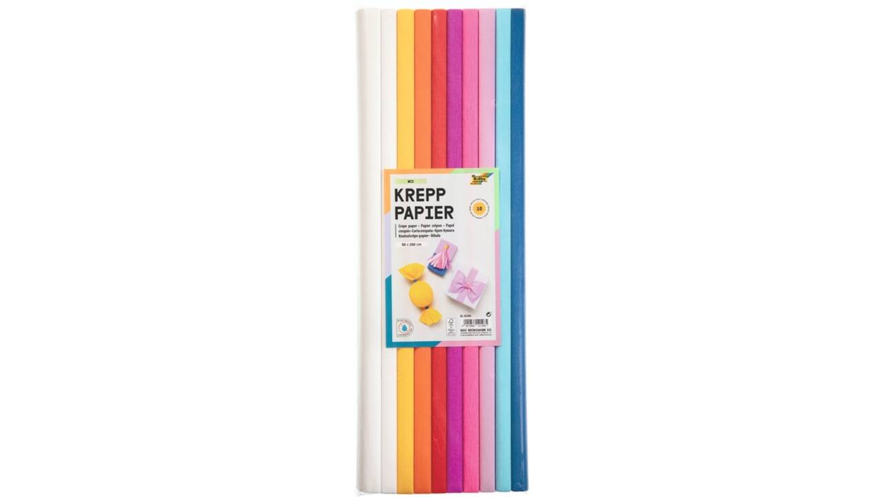 Crêpepapier Folia 50x200cm 10 rollen mixkleuren