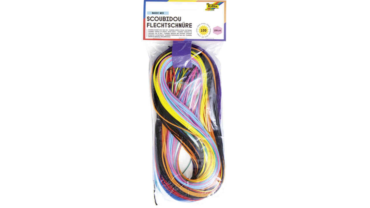 Scoubidoo touwtjes Folia 100cm 100 stuks assorti kleuren