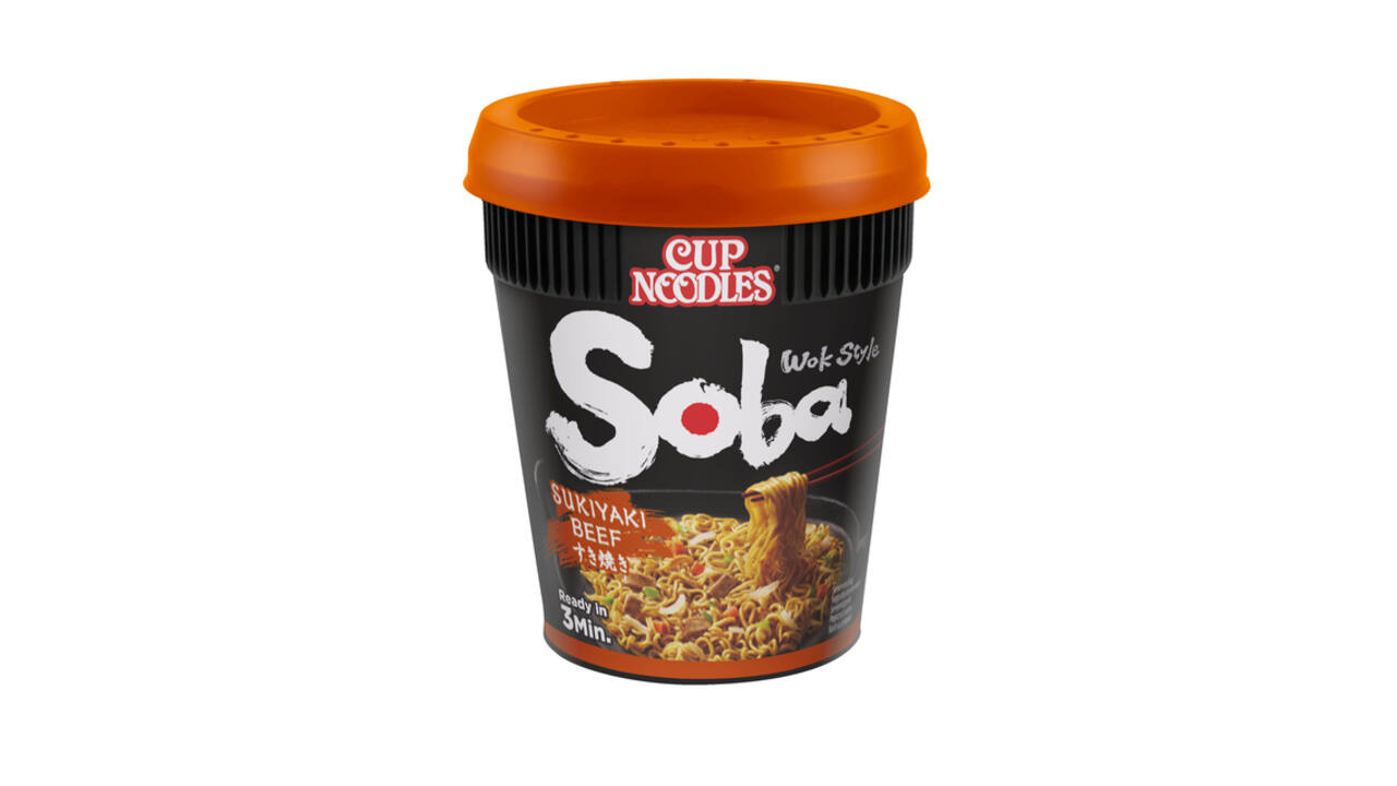Noodles Nissin Soba sukiyaki beef cup